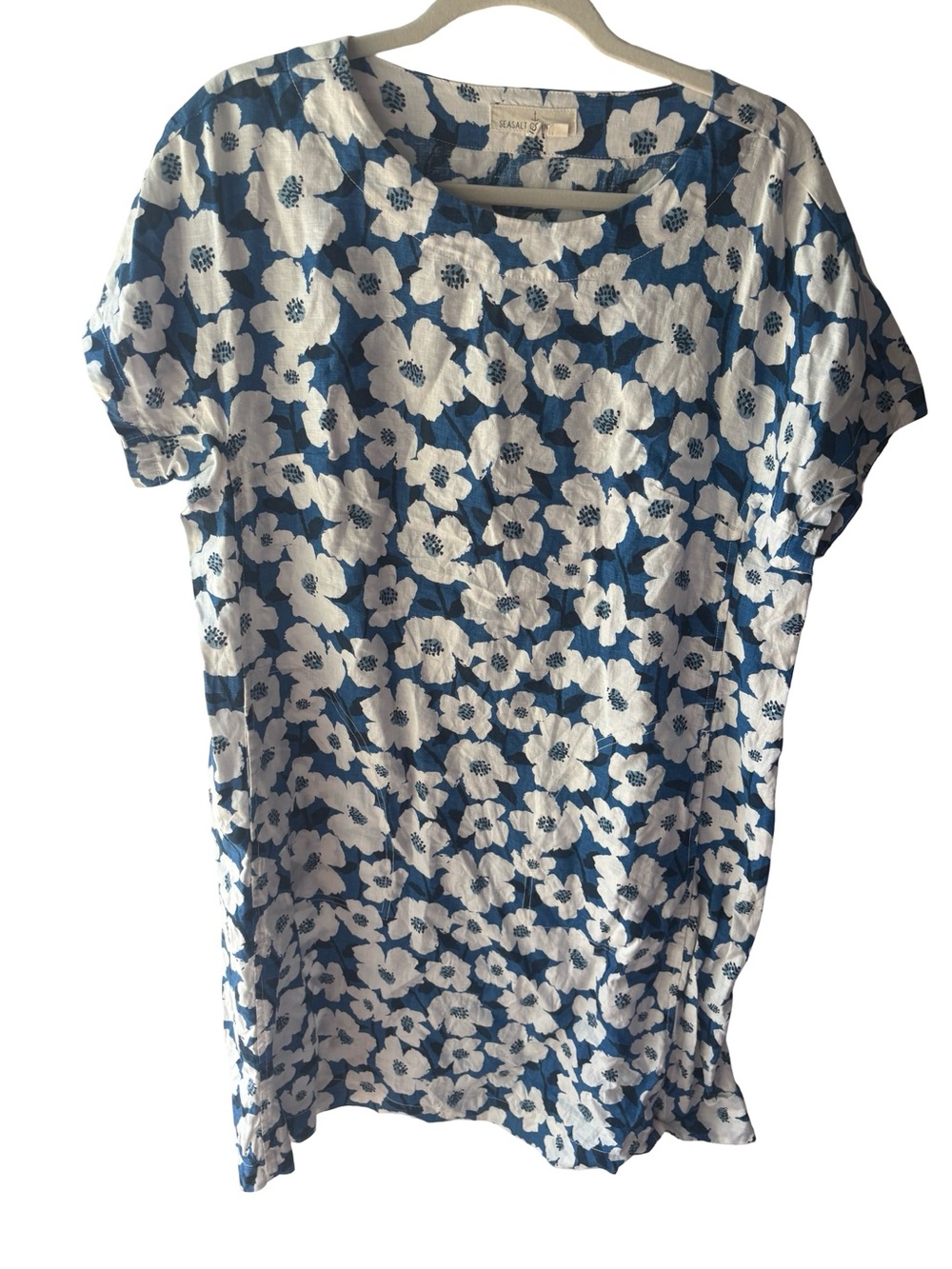 Seasalt Primary Dress in a Mallow Flower Cargo floral pattern 100% Linen Pockets - Picture 4 of 6